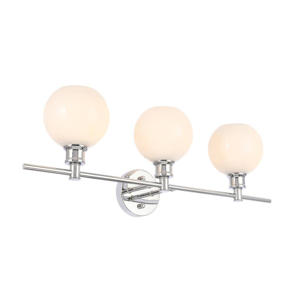 Alt View 6. Living District - Collier 3 light Chrome and Frosted white glass Wall sconce - Chrome And Frosted White Glass.