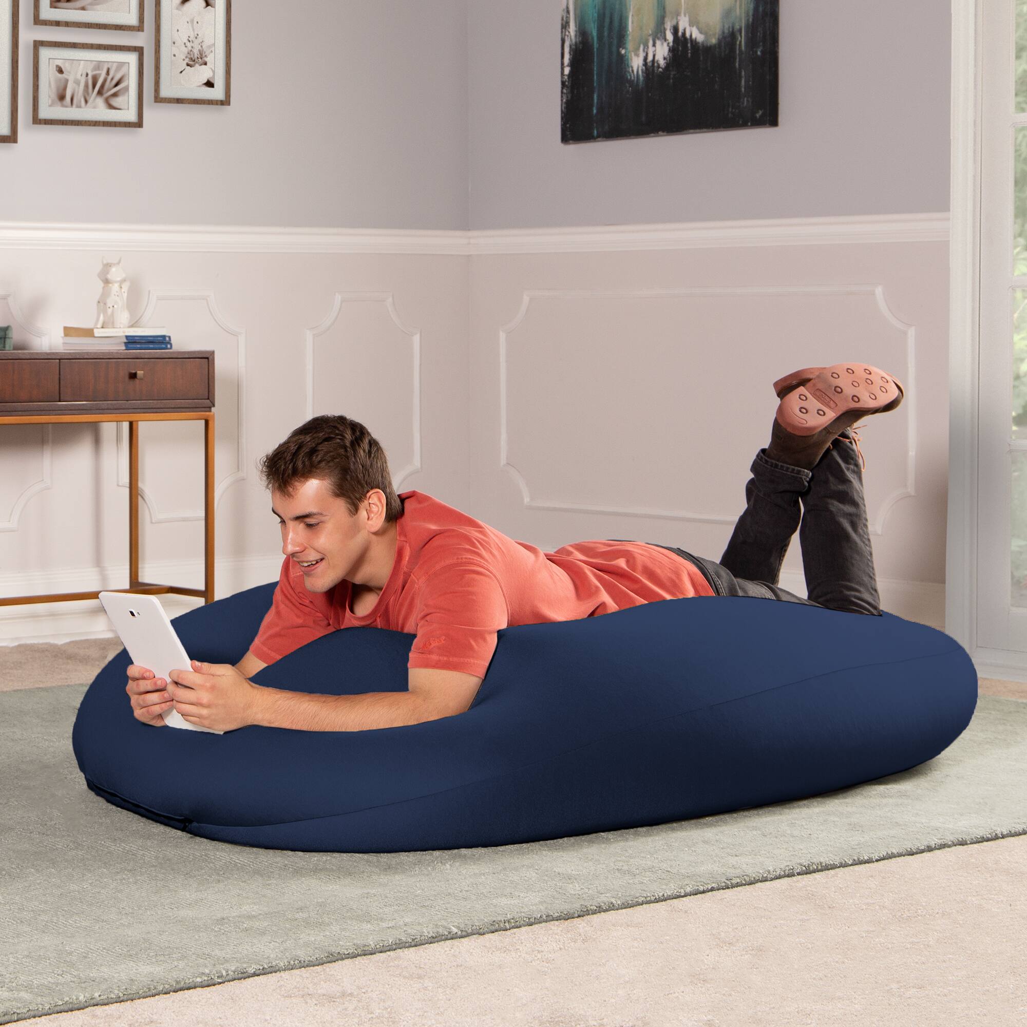 Alt View 3. Jaxx - Nimbus Spandex Bean Bag Chair, Large, Navy - Navy.