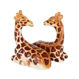 Pacific Trading - Pair of Giraffes Ceramic Magnetic Salt and Pepper Shaker Set - Multicolor