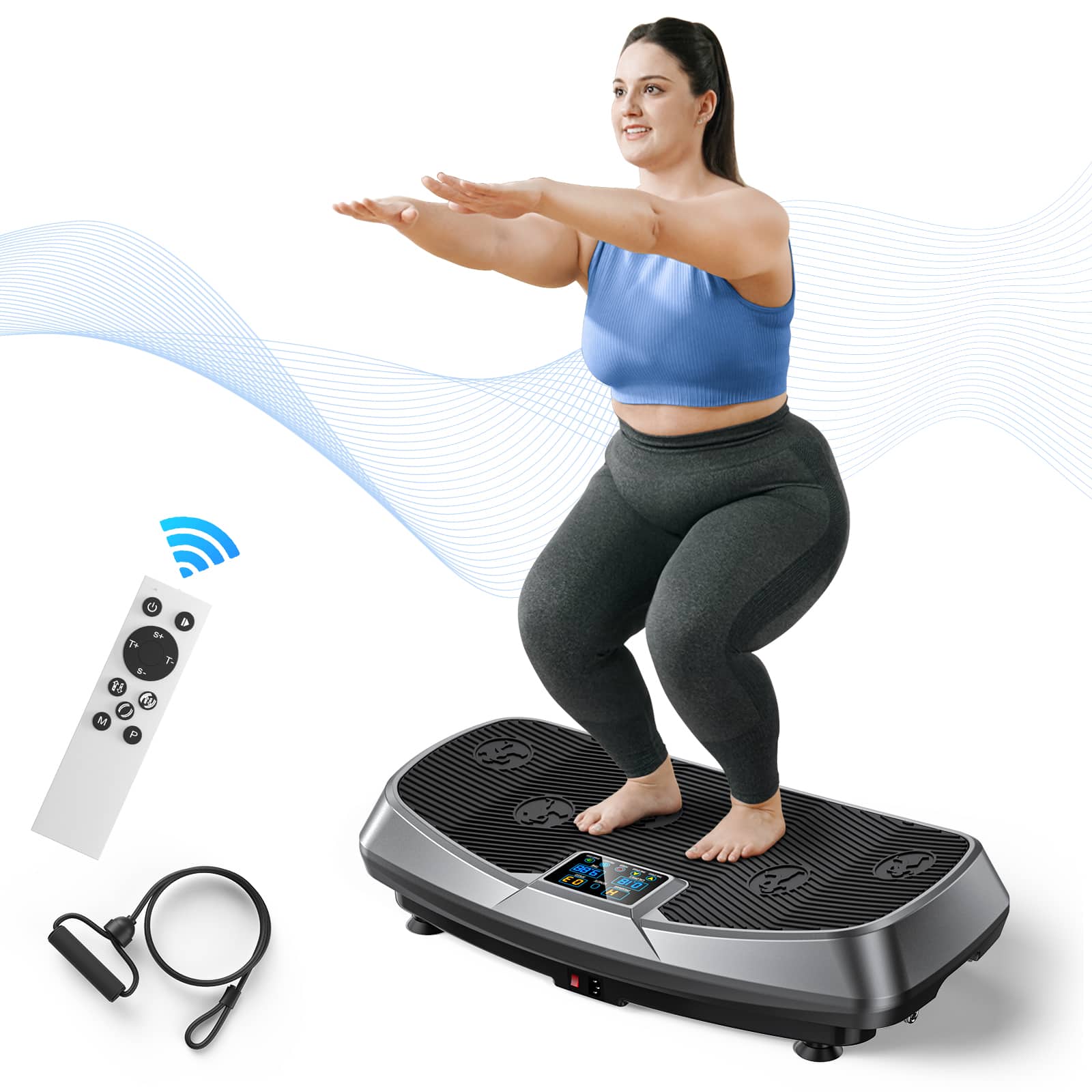 MERACH - 3D Vibration Plate Exercise Machine 7-in-1 Vibration Plate with Glide, Swing & Massage for Whole Body Workout - Gray