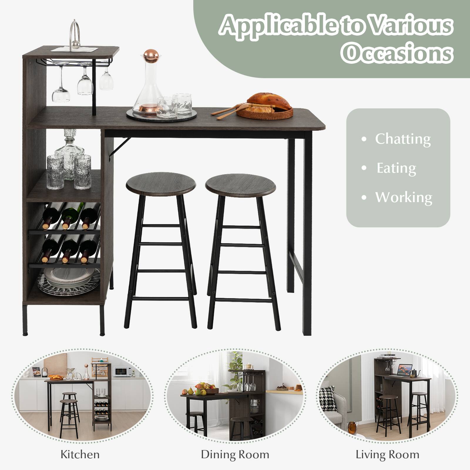 Applicable to Various Occasions

Chatting
Eating
Working
Kitchen
Dining Room
Living Room