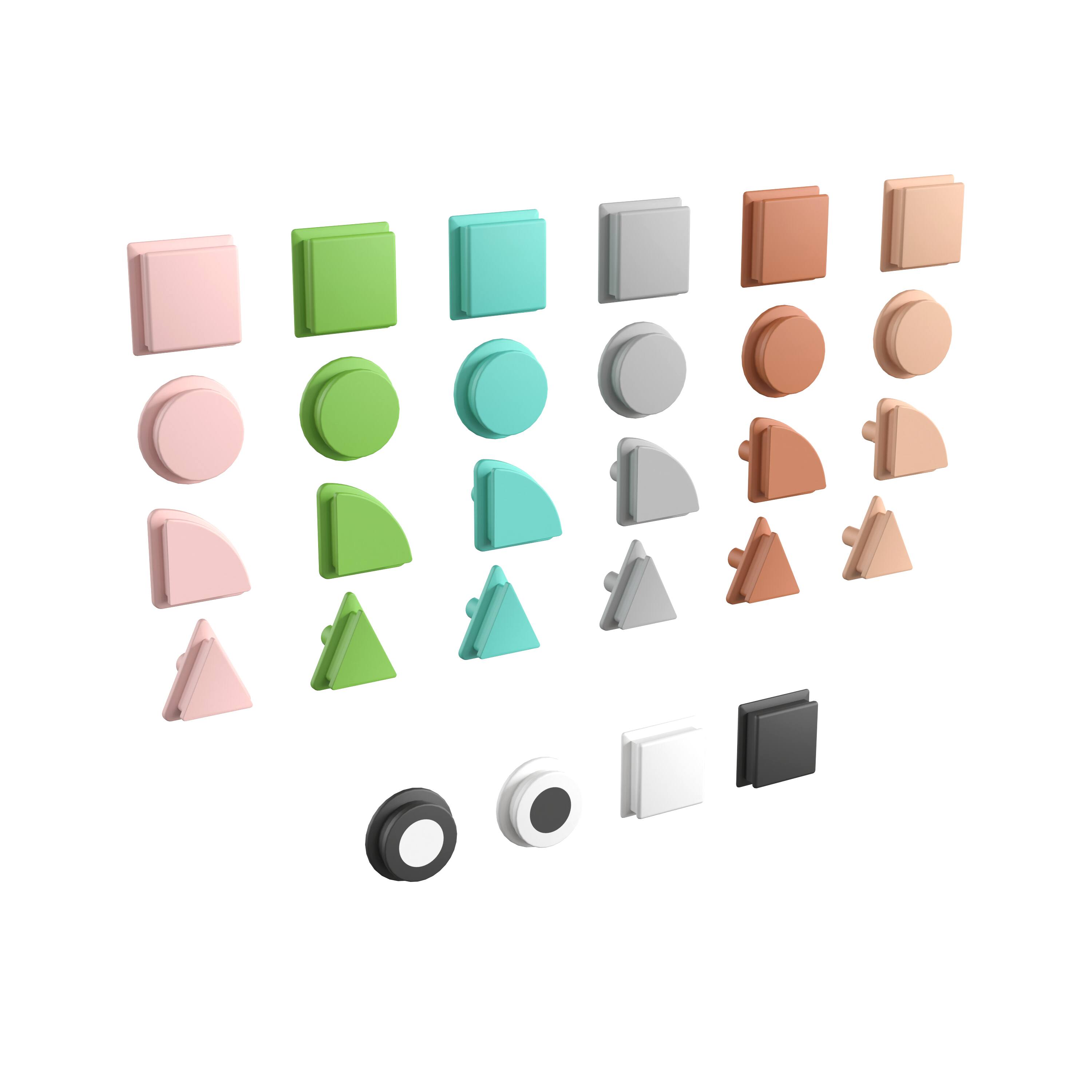Flash Furniture - Bright Beginnings Commercial Grade Pastel 256 Piece Shape Set for Modular STEAM Wall Systems (Not Included) - Multi