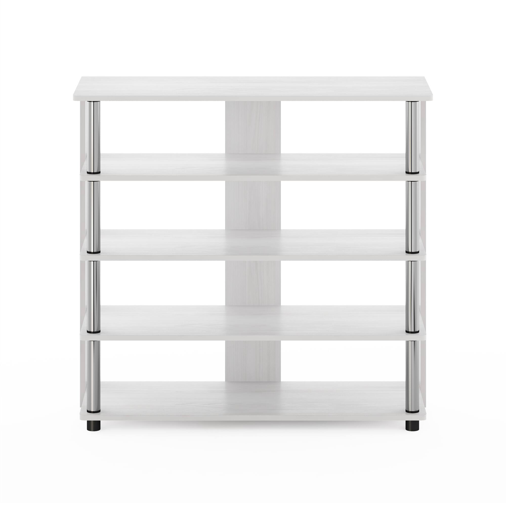 Alt View 2. Furinno - Turn-N-Tube 5 Tier Wide Shoe Rack - White Oak/Stainless Steel.