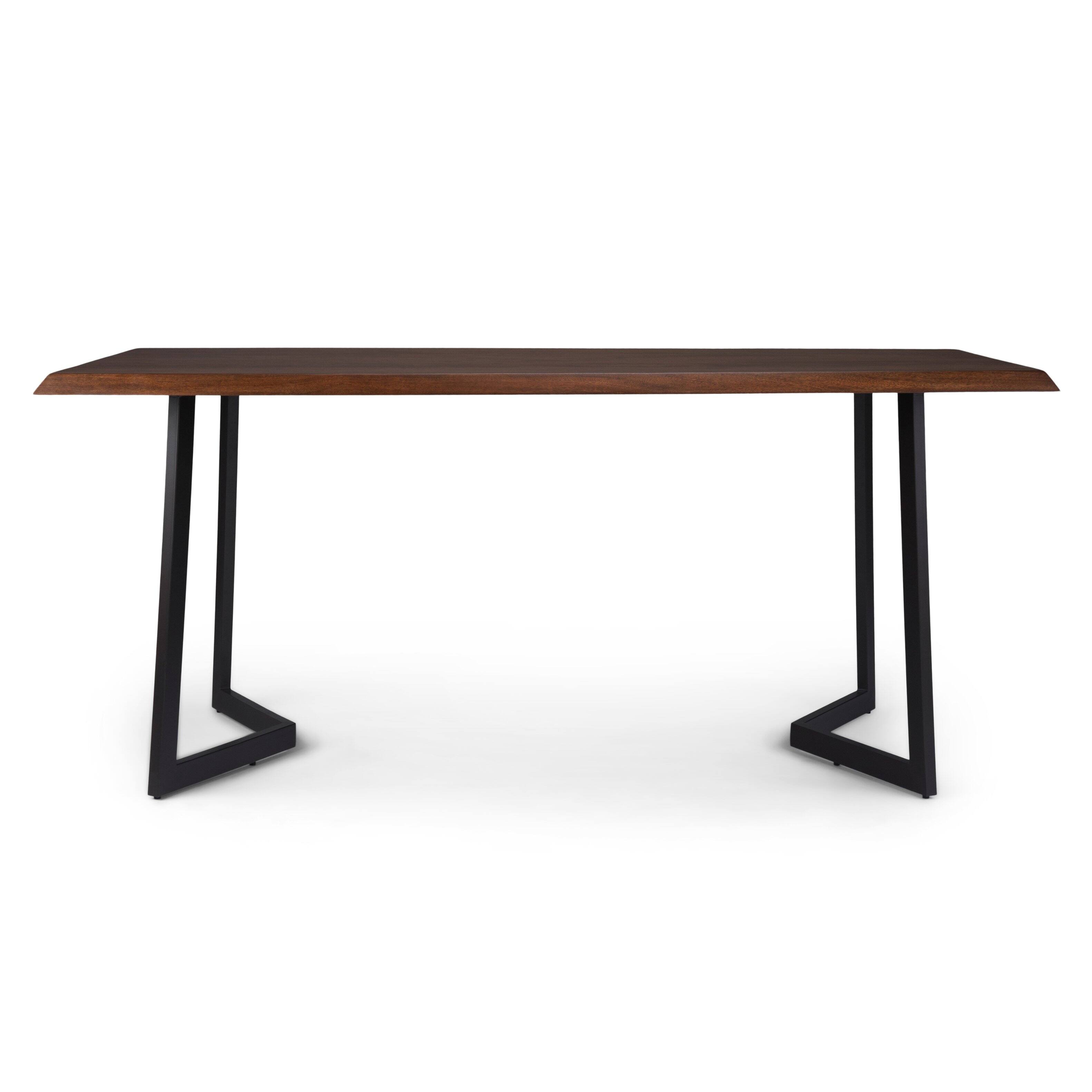 Left. Simpli Home - Watkins MANGO WOOD & Metal 72" x 36" Rectangle Modern Industrial Dining Table with Inverted Metal Base in Dark Brown - Dark Brown.