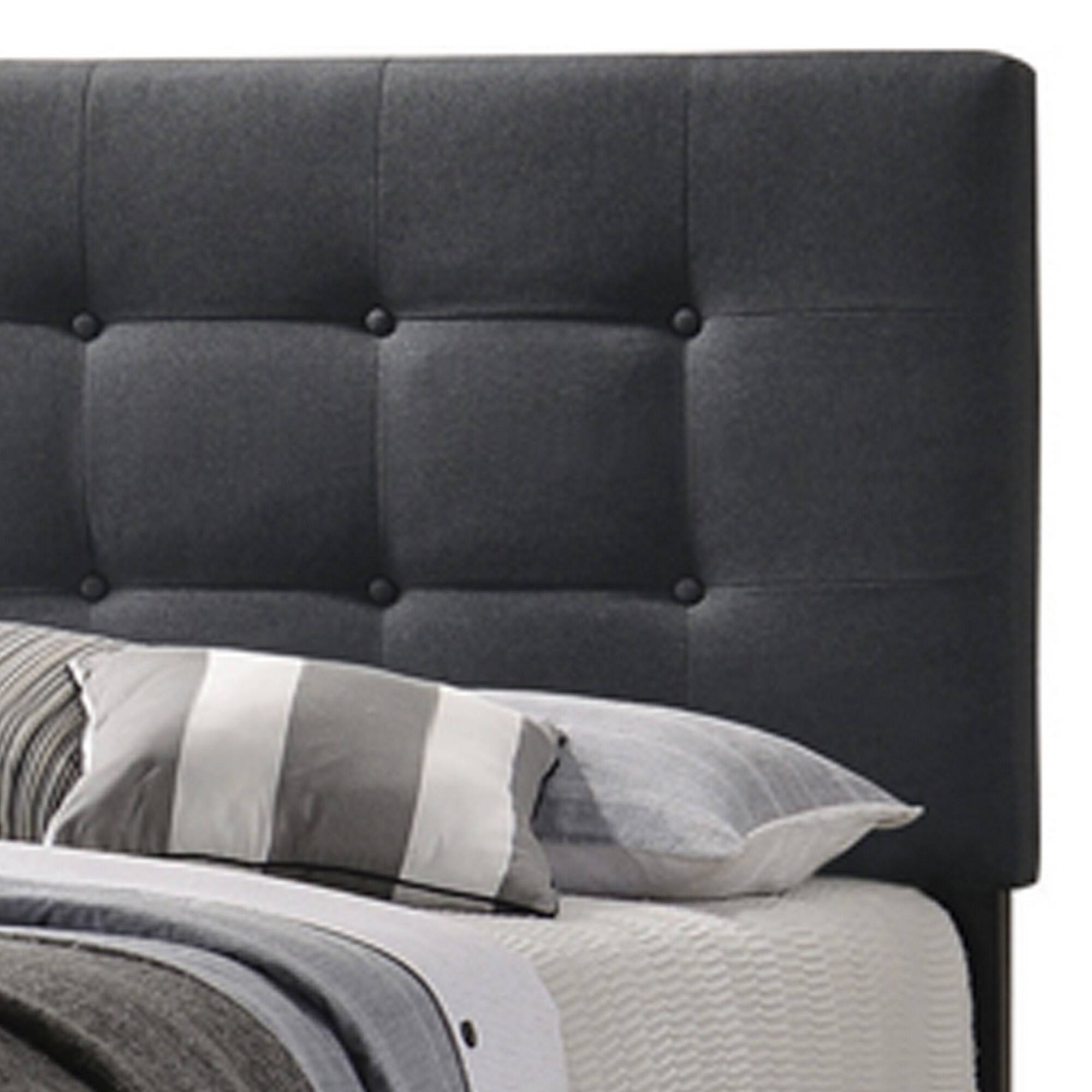Alt View 3. Manhattan Lane - Full Size Bed with Square Button Tufted Headboard - Gray.