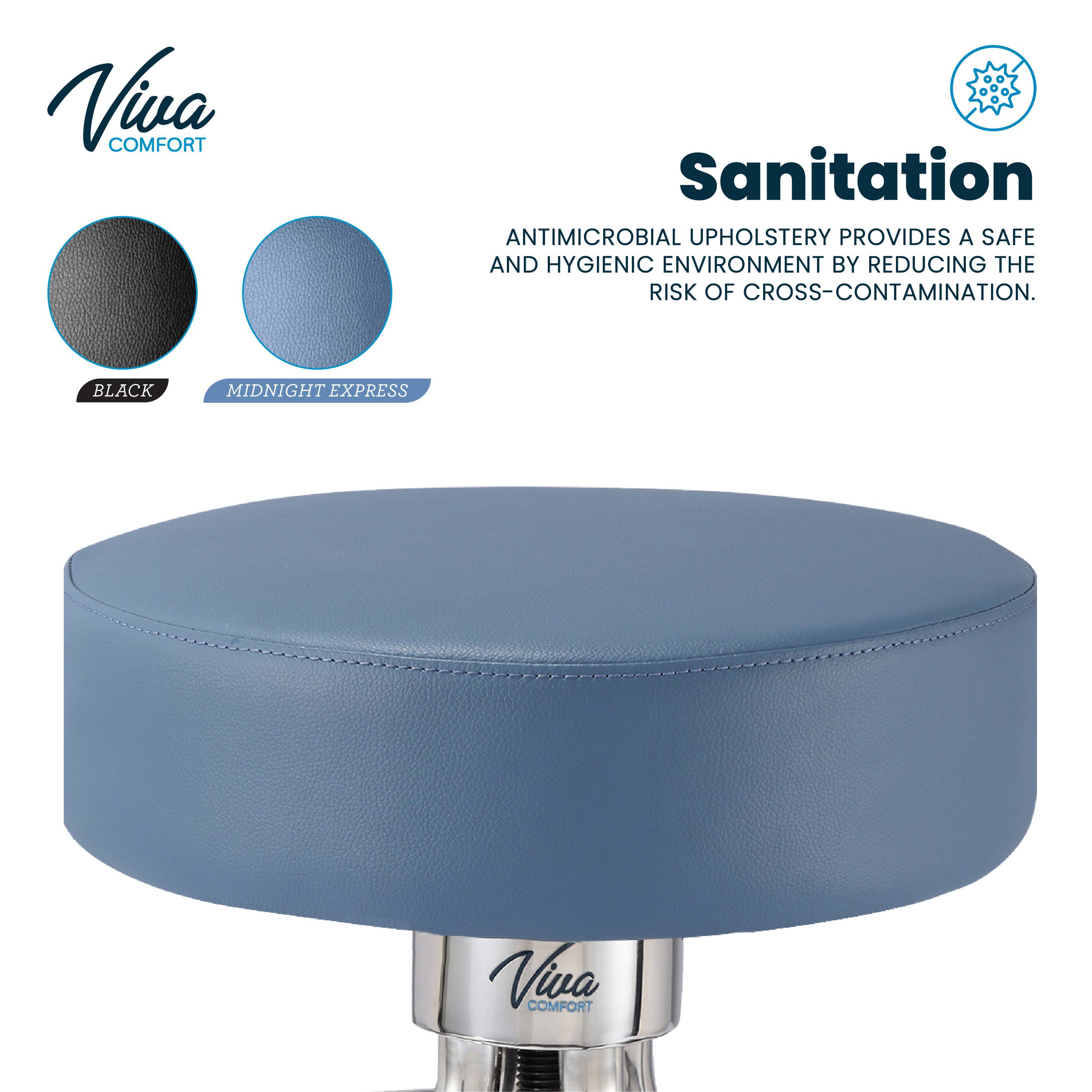 Viva COMFORT Sanitation ANTIMICROBIAL UPHOLSTERY PROVIDES A SAFE AND HYGIENIC ENVIRONMENT BY REDUCING THE RISK OF CROSS-CONTAMINATION. BLACK MIDNIGHT EXPRESS Viva COMFORT