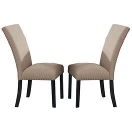 Manhattan Lane - Wooden Side Chairs with Nailhead Trims, Set of 2 - Black and Beige