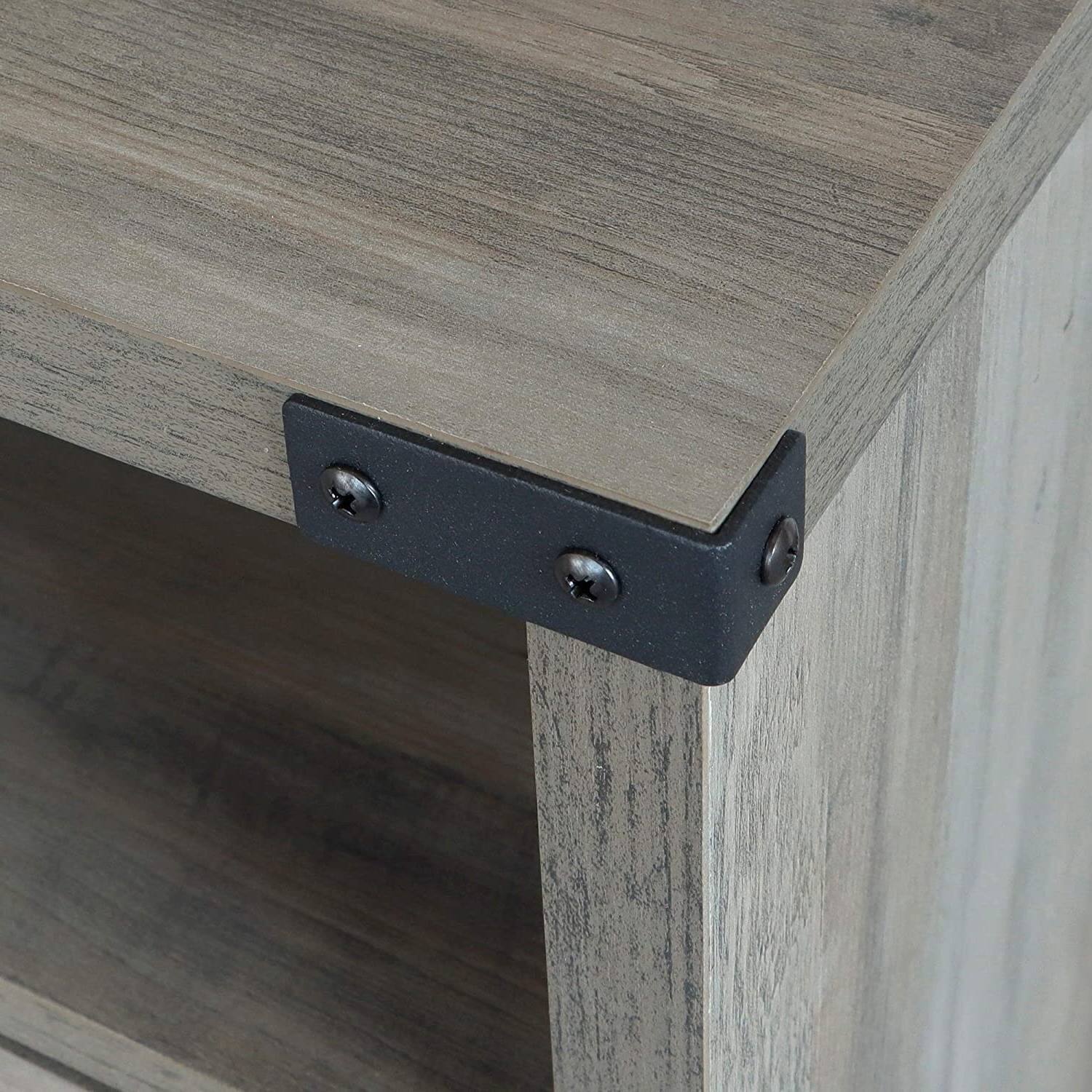 Back. Hivvago - Hivvago Farmhouse Style End Table Barn Door Nightstand with Open Shelf - Rustic Oak.