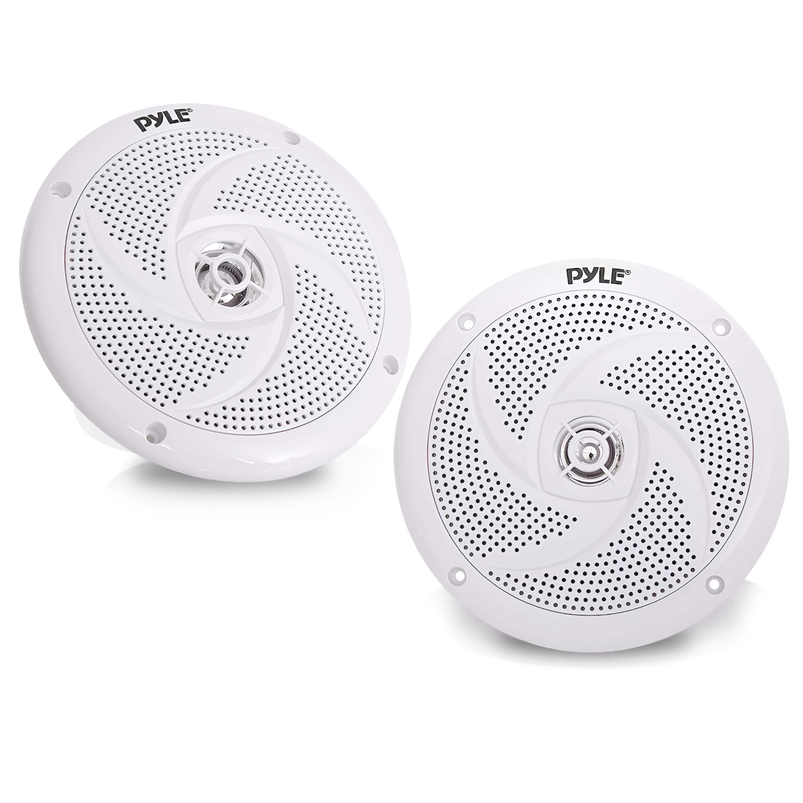 Pyle - PLMRS6W 6.5” 2-Way Marine Speakers, Waterproof, 240W, Slim Profile Outdoor Sound System (White)