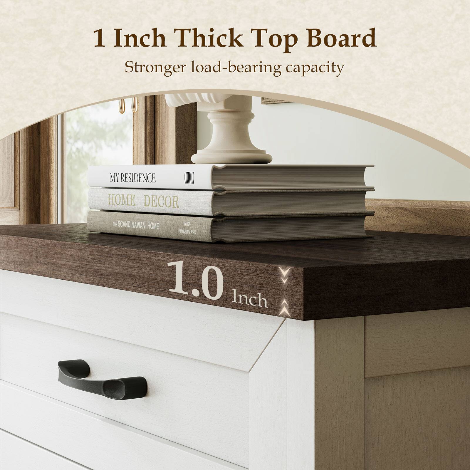 1 Inch Thick Top Board  
Stronger load-bearing capacity  

MY RESIDENCE  
HOME DECOR  
THE SCANDINAVIAN HOME  
BRANTMARK  

1.0 Inch