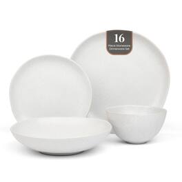 Larder & Vine - 16-Piece Urban Dinnerware Set for 4, Ceramic Stoneware Made in Portugal - Millstone