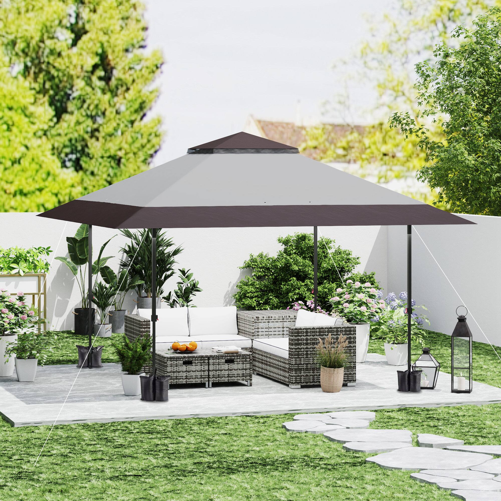 Alt View 1. Outsunny - x 13' Pop Up Canopy Tent, UPF50+ Tents for Parties, Height Adjustable - Gray.
