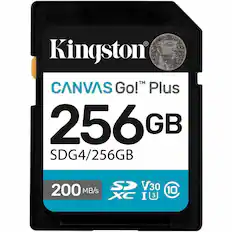 Kingston
CANVAS Go!™ Plus
256 GB
SDG4/256GB
200 MB/s
V30
XC
I
10
