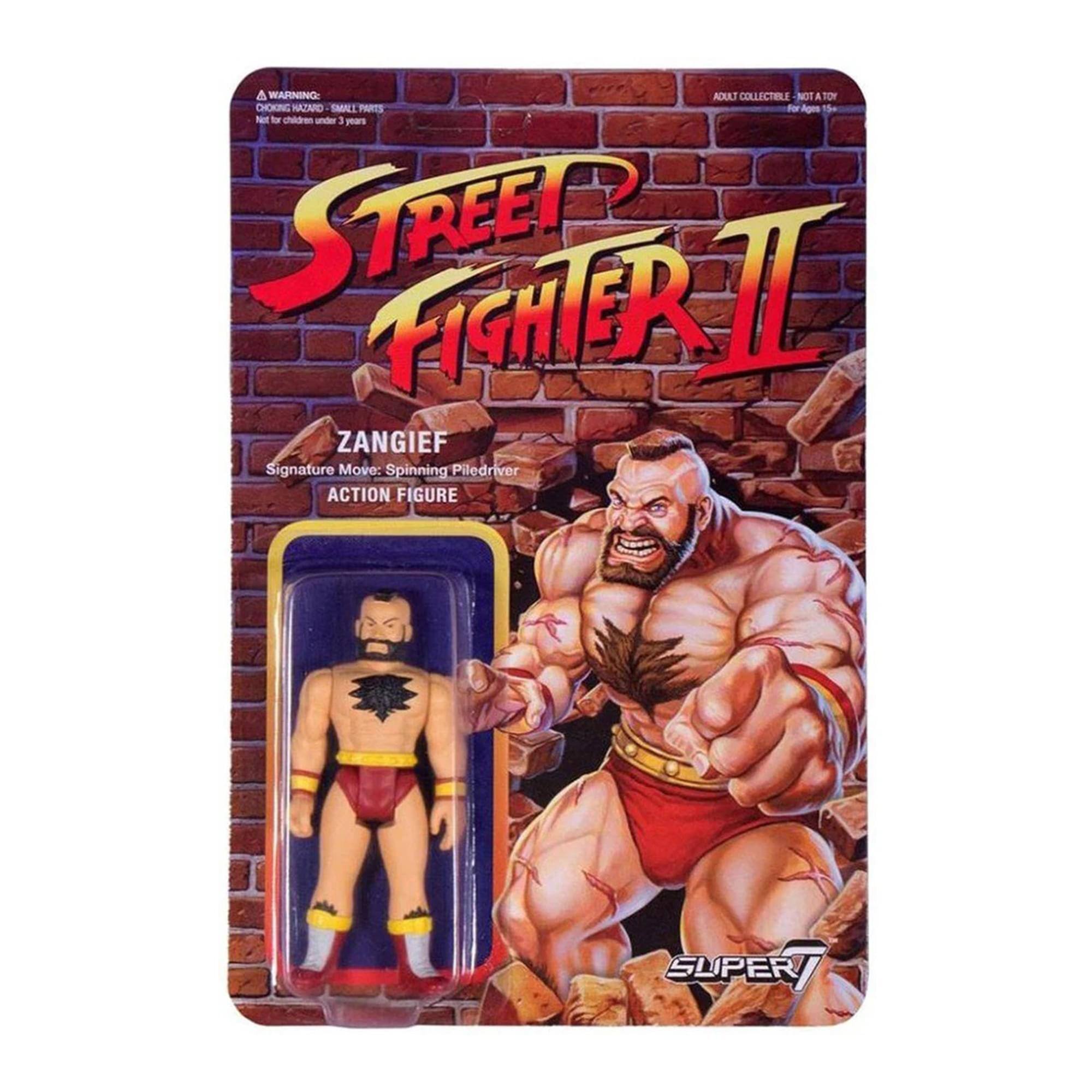 A WARNING: CHOKING HAZARD - SMALL PARTS. Not for children under 3 years.  
STREET FIGHTER II  
ZANGIEF  
Signature Move: Spinning Piledriver  
ACTION FIGURE  
SUPER T