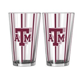 Logo Brands - Texas A&M Aggies Two-Piece 16oz. Striped Pint Glass Set - Multicolor