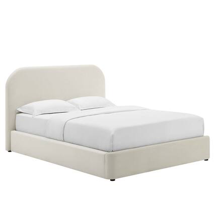 Front. Modway - Keynote Performance Velvet Curved Queen Platform Bed - White.