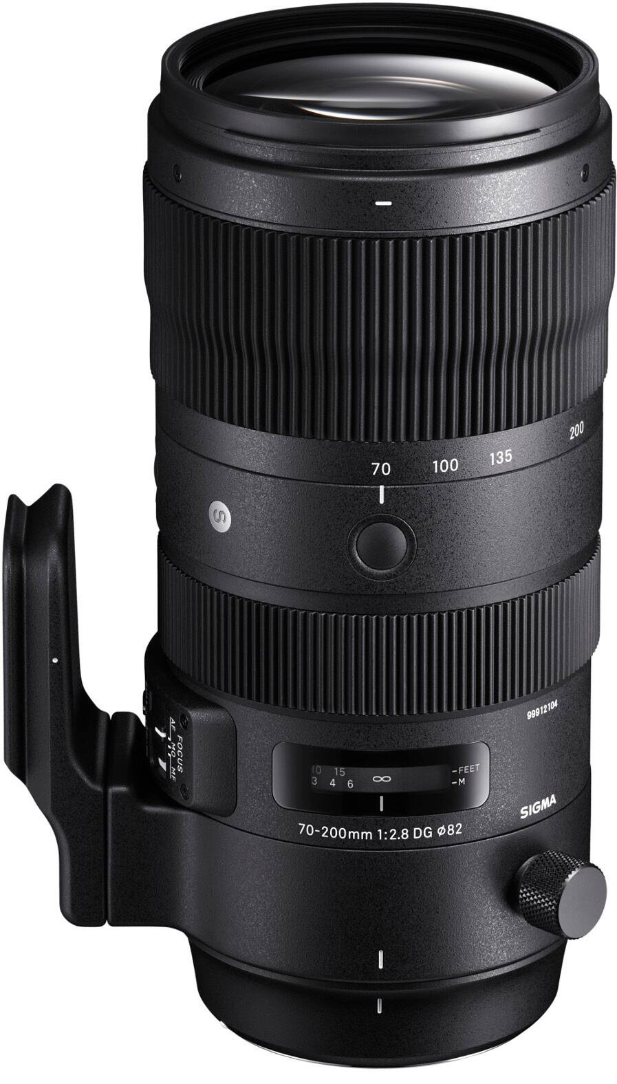 The text on the image reads: "70-200mm 1:2.8 DG HSM OS 82 99912104 SIGMA."
