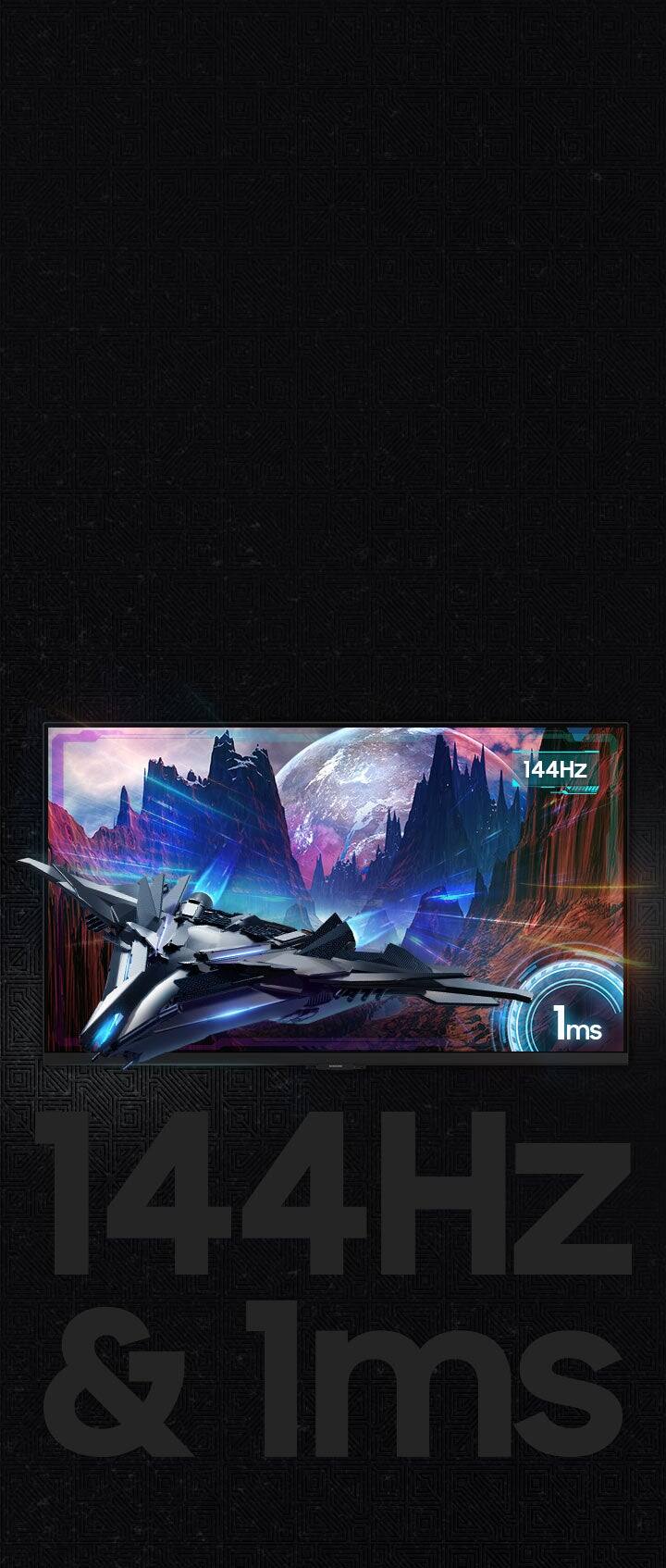 The text on the image reads: "144Hz & 1ms."