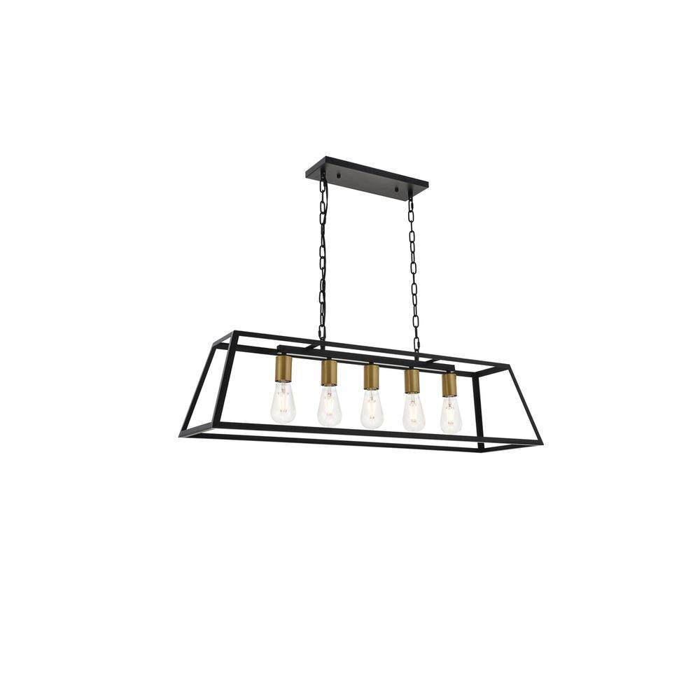Alt View 4. Living District - Resolute 5 light brass and black Pendant - Brass And Black.