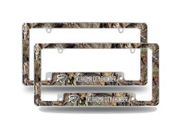 Rico Industries - Oklahoma City Thunder Chrome Metal (Set of 2) License Plate Frames with Bold Mossy Oak Camouflaged Camo Design - Multi