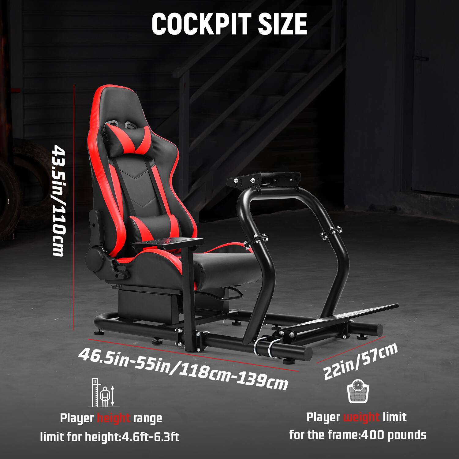 Dardoo 50mm Adjustable Racing Cockpit With Red Seats, Suitable For ...