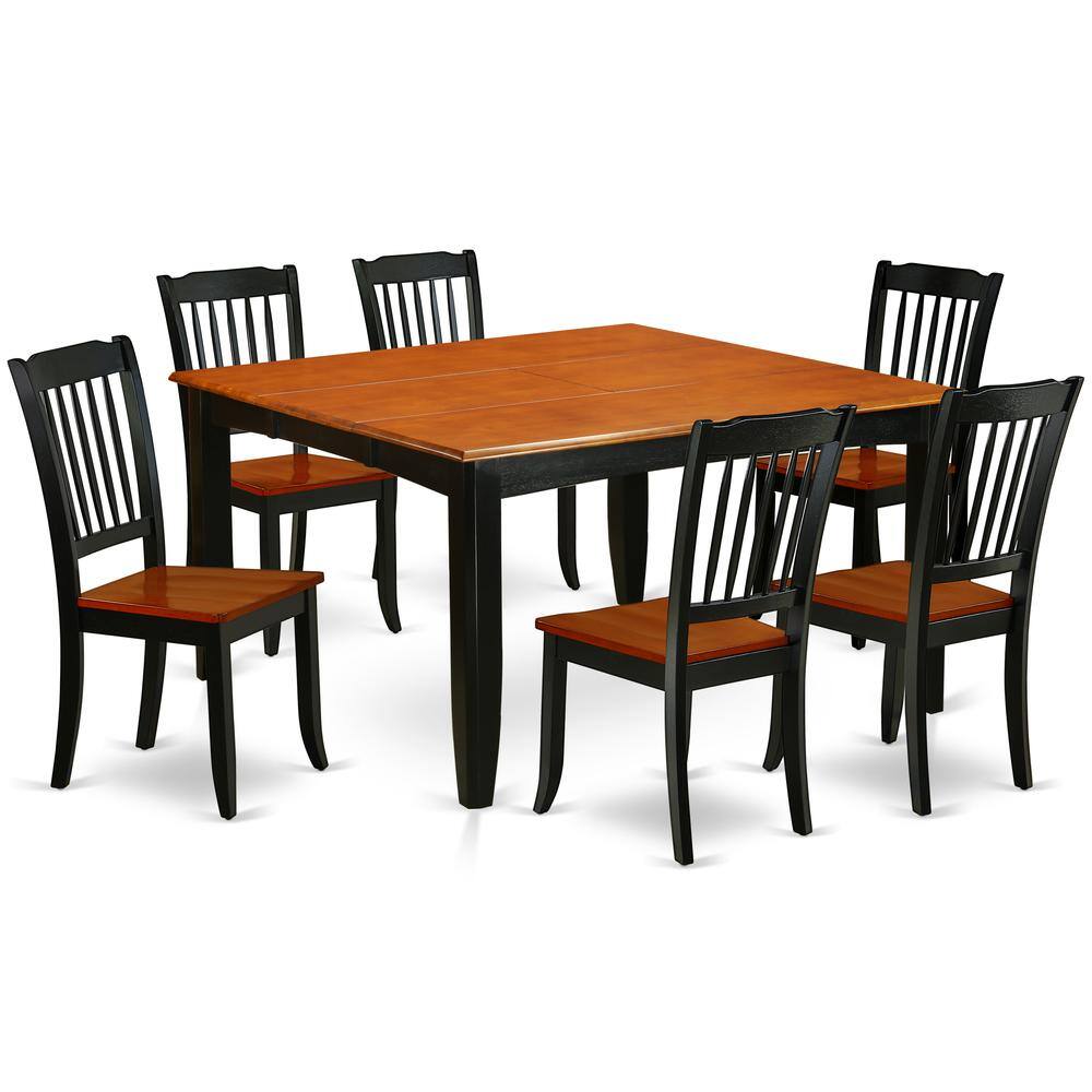Back. East West Furniture - Dining Room Set Black & Cherry - Brown.
