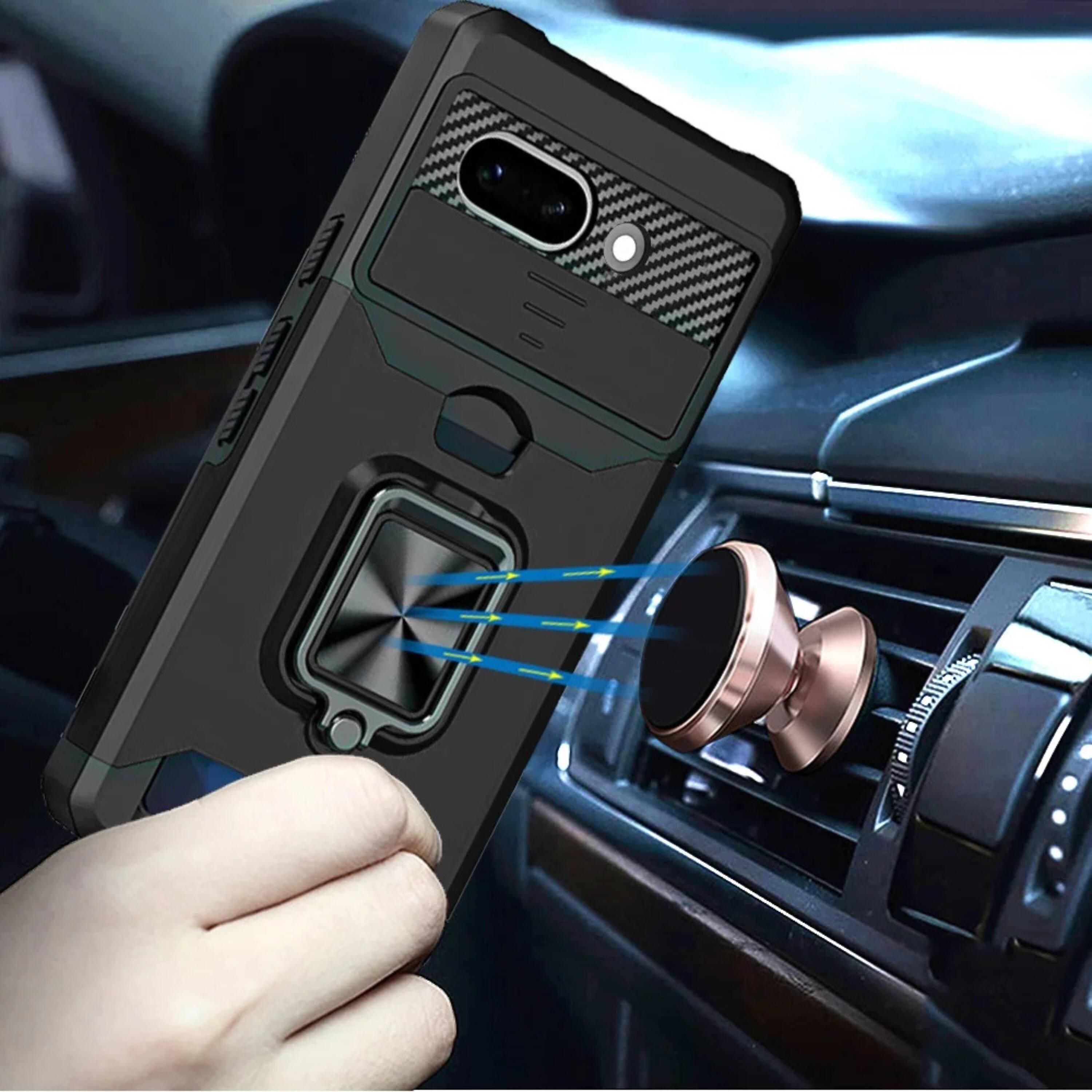 Left. Kitcheniva - Multi-Use Card Holder Camera Lens Cover Phone Case With Tempered Glass For Google Pixel 10a Cosmic Orange - Orange.