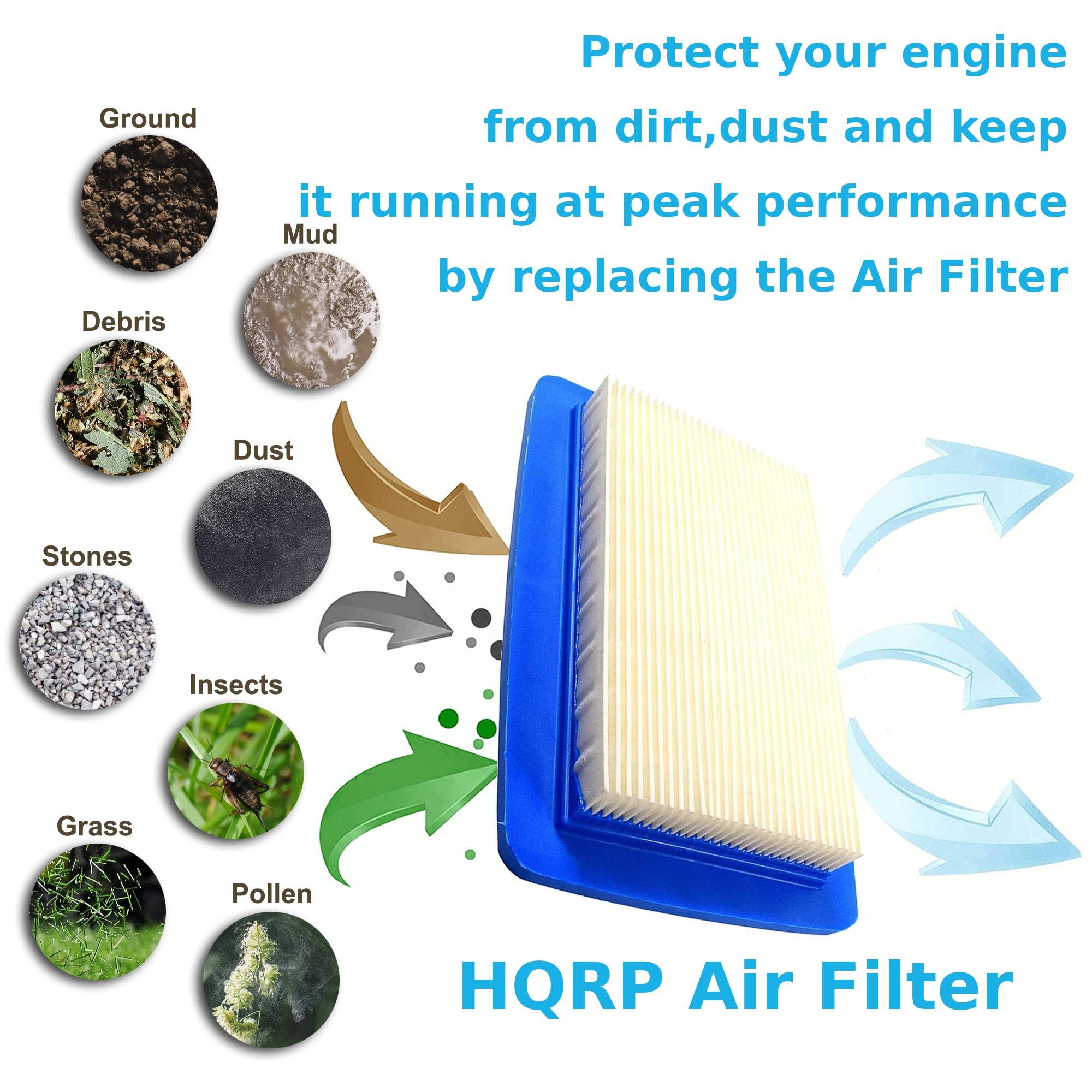 Protect your engine from dirt, dust, and keep it running at peak performance by replacing the Air Filter.

HQRP Air Filter

Ground Debris
- Mud
- Dust
- Stones
- Insects
- Grass
- Pollen