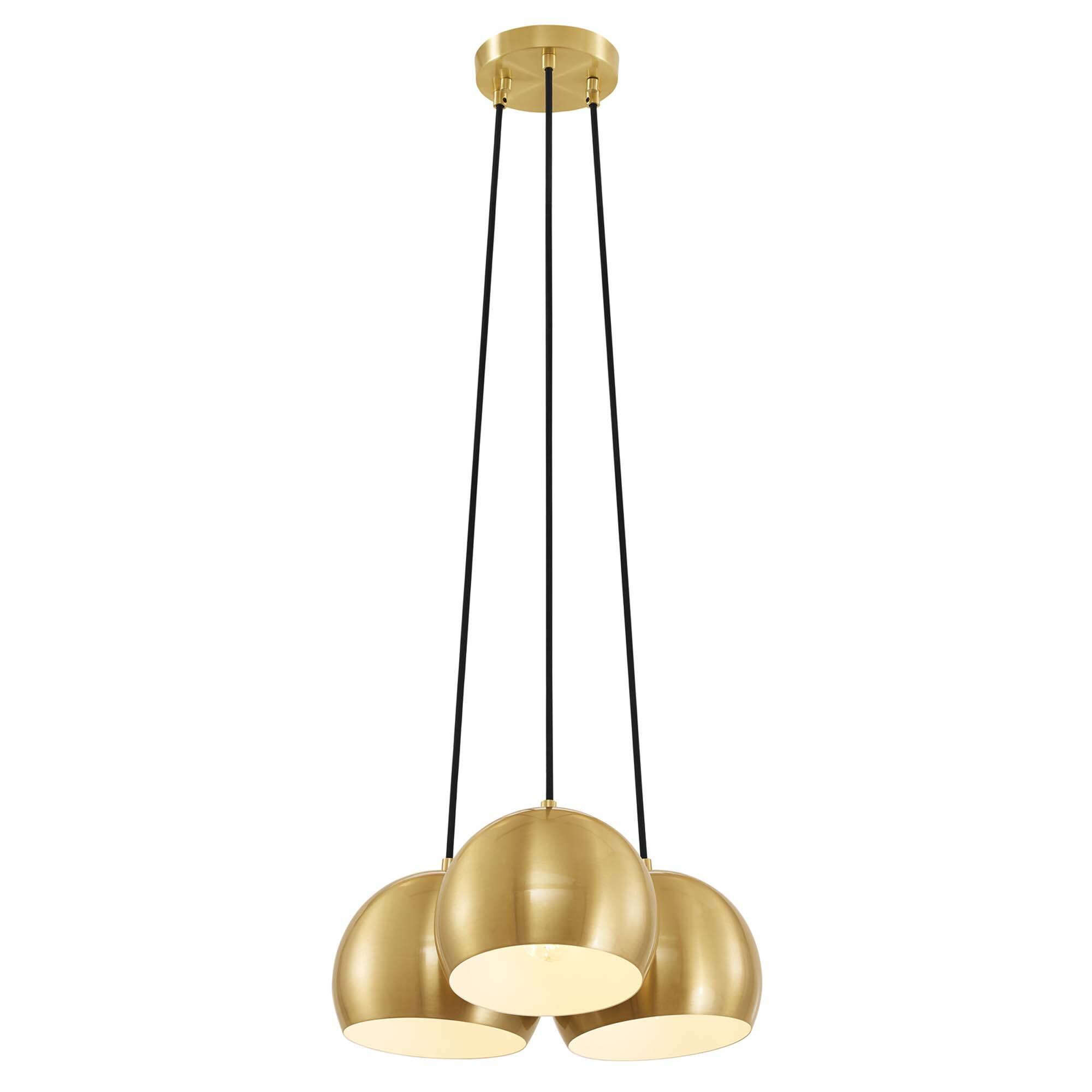 Alt View 2. Modway - Chalice 3-Light Metal Pendant by Modway - Satin Brass.