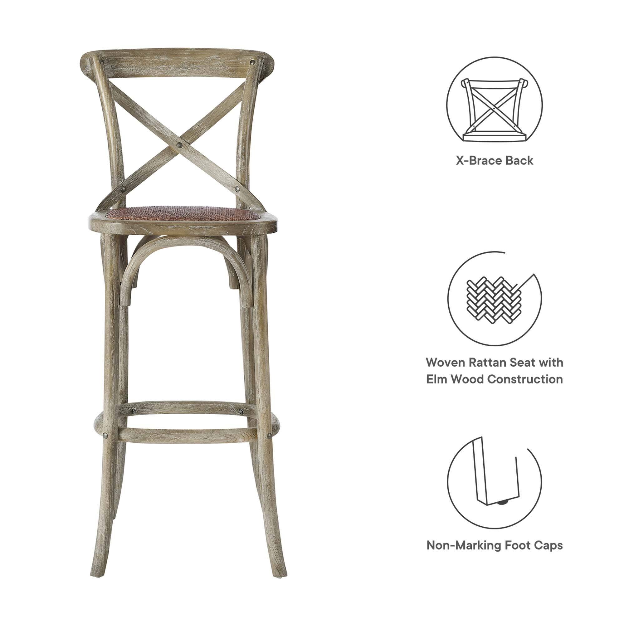 X-Brace Back  
Woven Rattan Seat with Elm Wood Construction  
Non-Marking Foot Caps