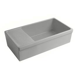 Whitehaus - Farmhaus Quatro Alcove Large Reversible Matte Fireclay Kitchen Sink - Gray