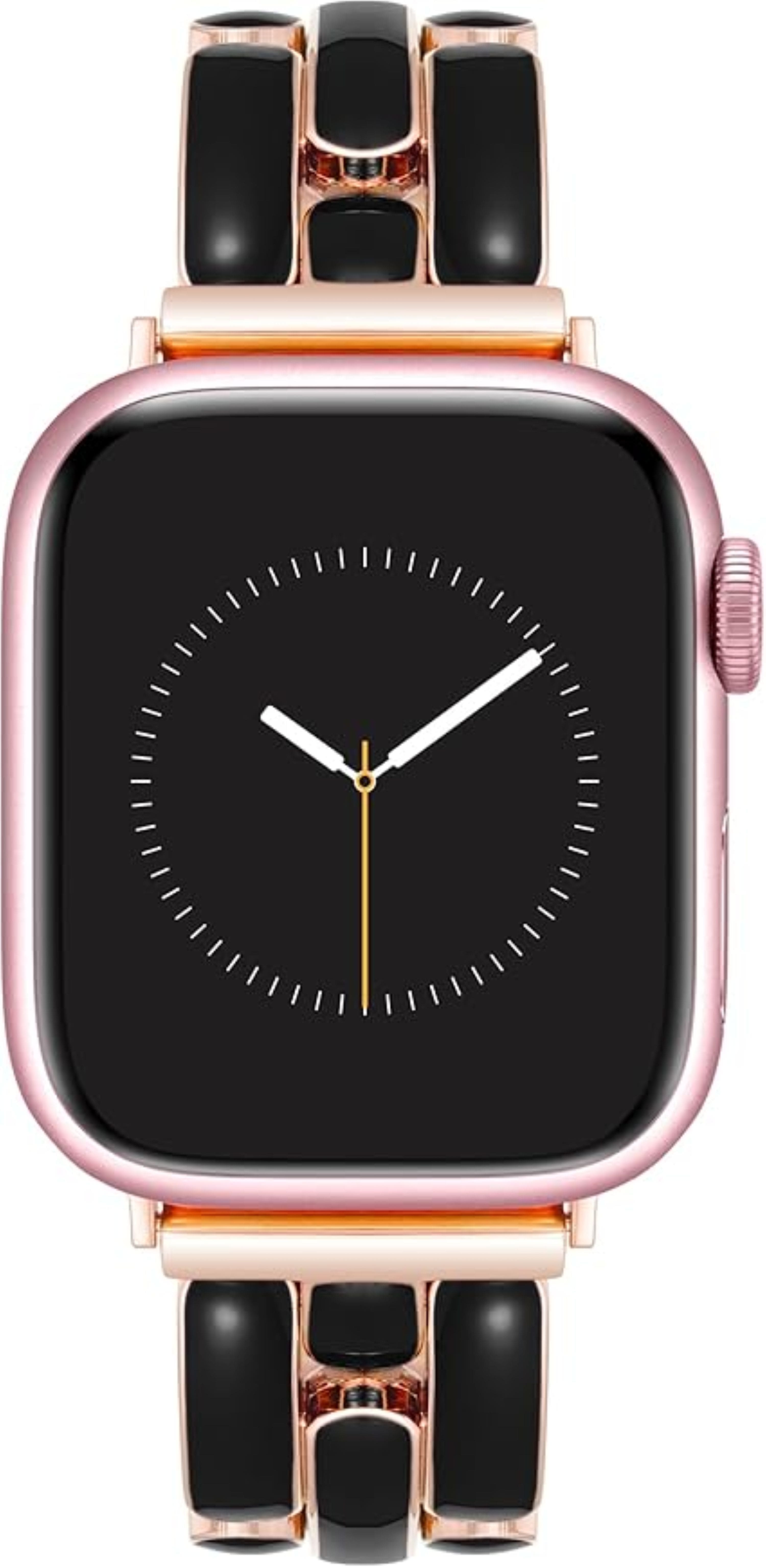 Anne Klein - Gold-Tone Bracelet with Black Enamel & Gold-Tone Lugs – Fits 42/44/45mm and Ultra (49mm) Apple Watch - Gold/Black