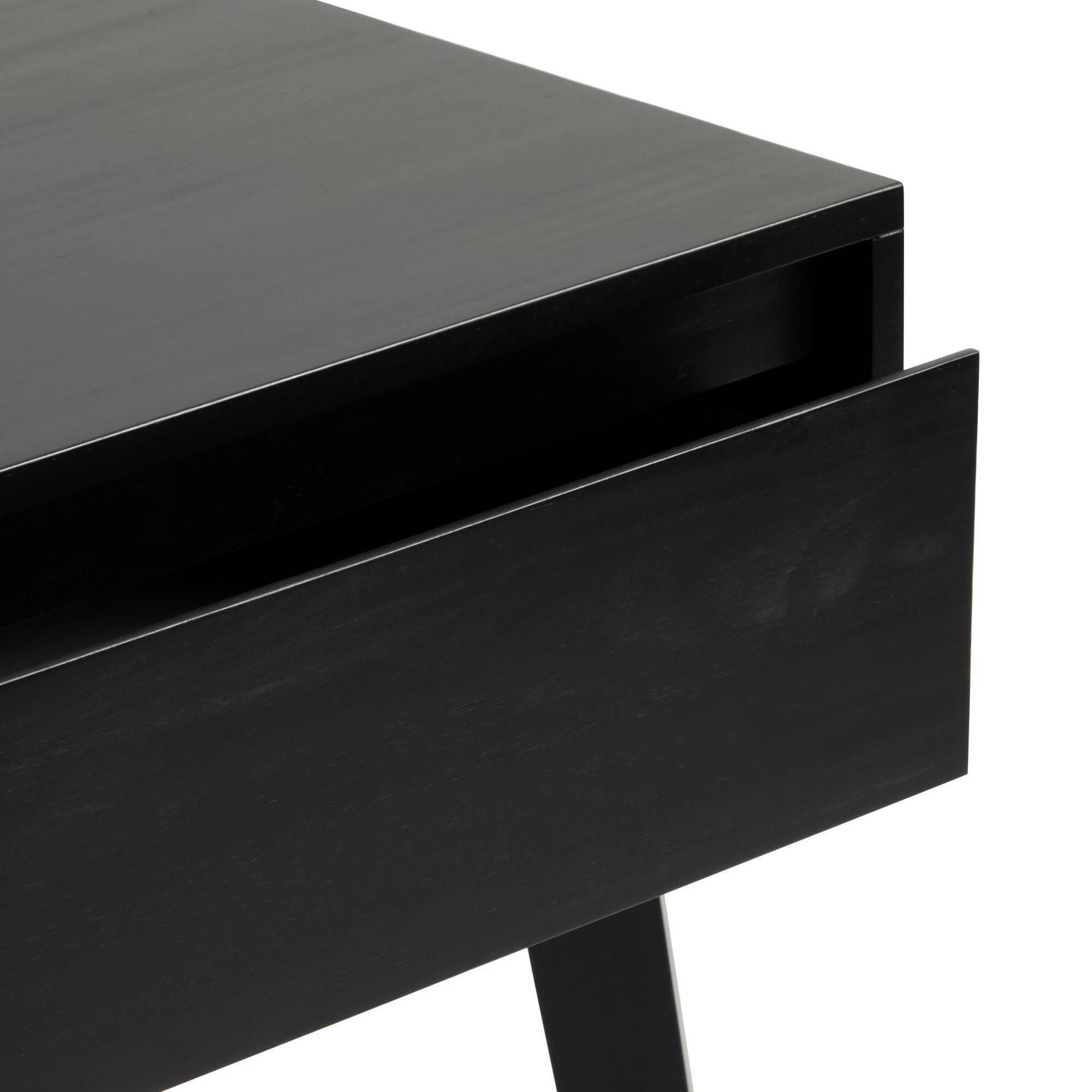 Alt View 4. Plank+Beam - Scandinavian Nightstand with 1 Drawer, Black - Black.