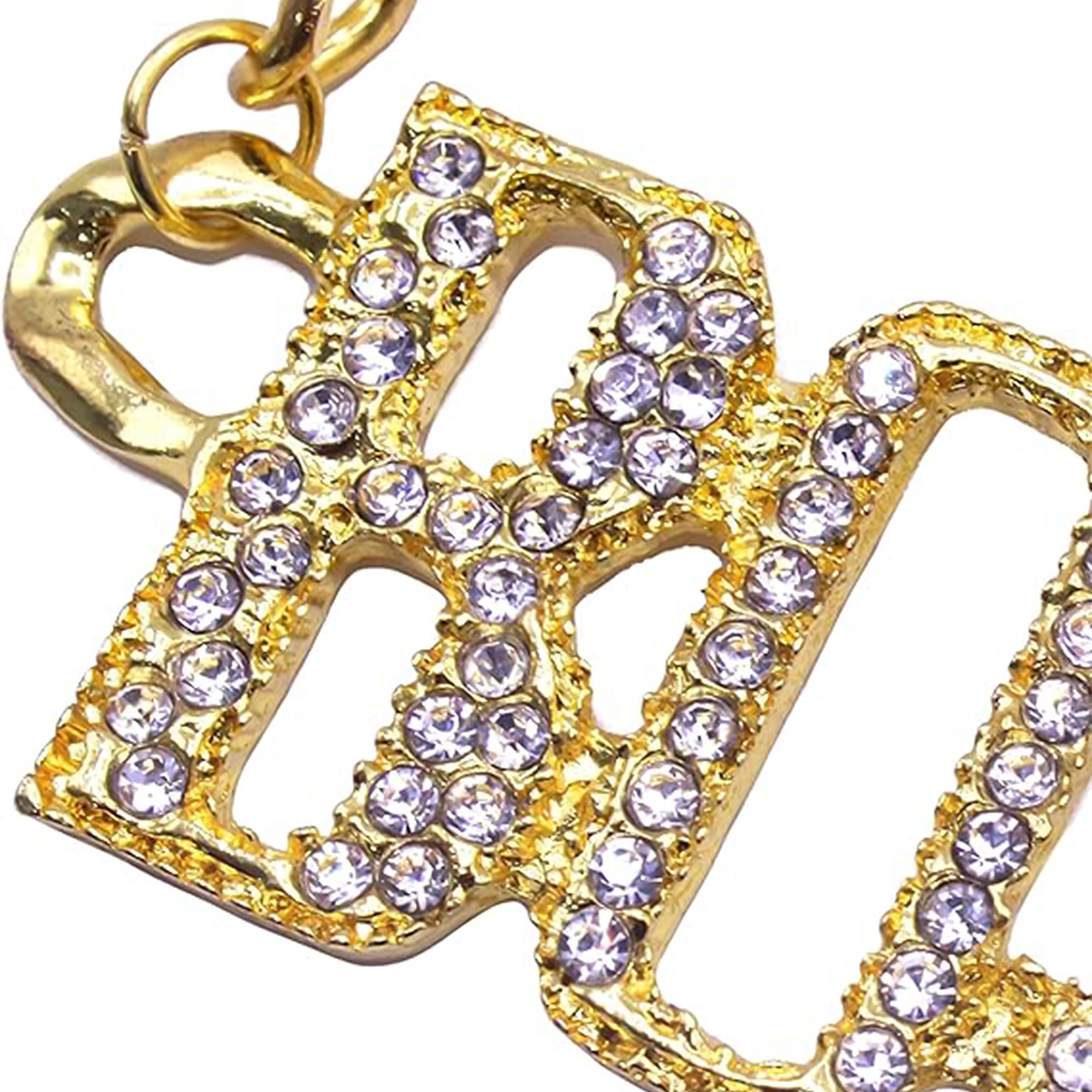 Alt View 10. Underwraps - Gold Rhinestone Studded Boss Adult Costume Necklace - Gold.