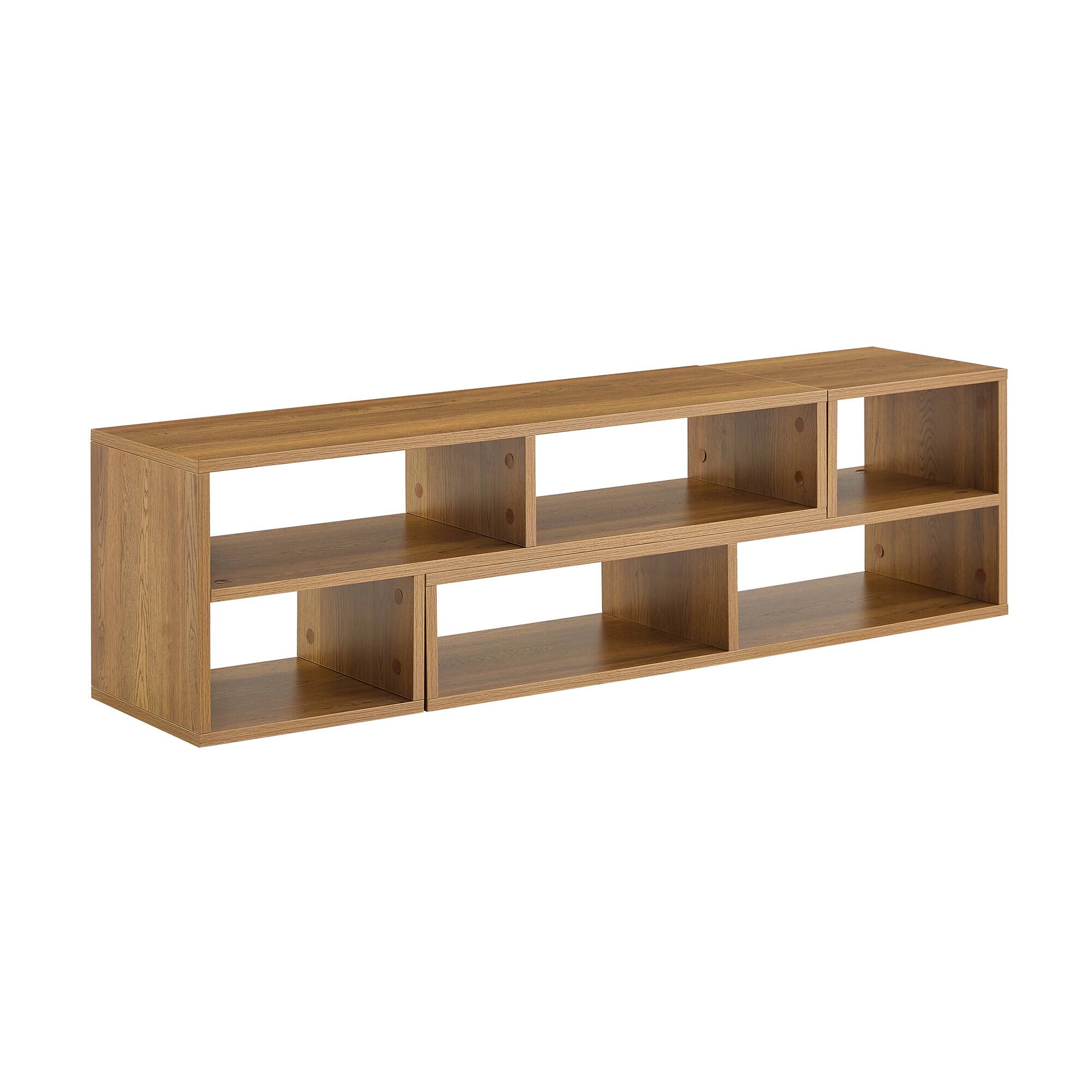 Alt View 7. Loheer - Loheer- Modular Extendable TV Stand Rustic Wood Media Console Open Storage for Living Room 0.98x1.12 Ft - Wood.