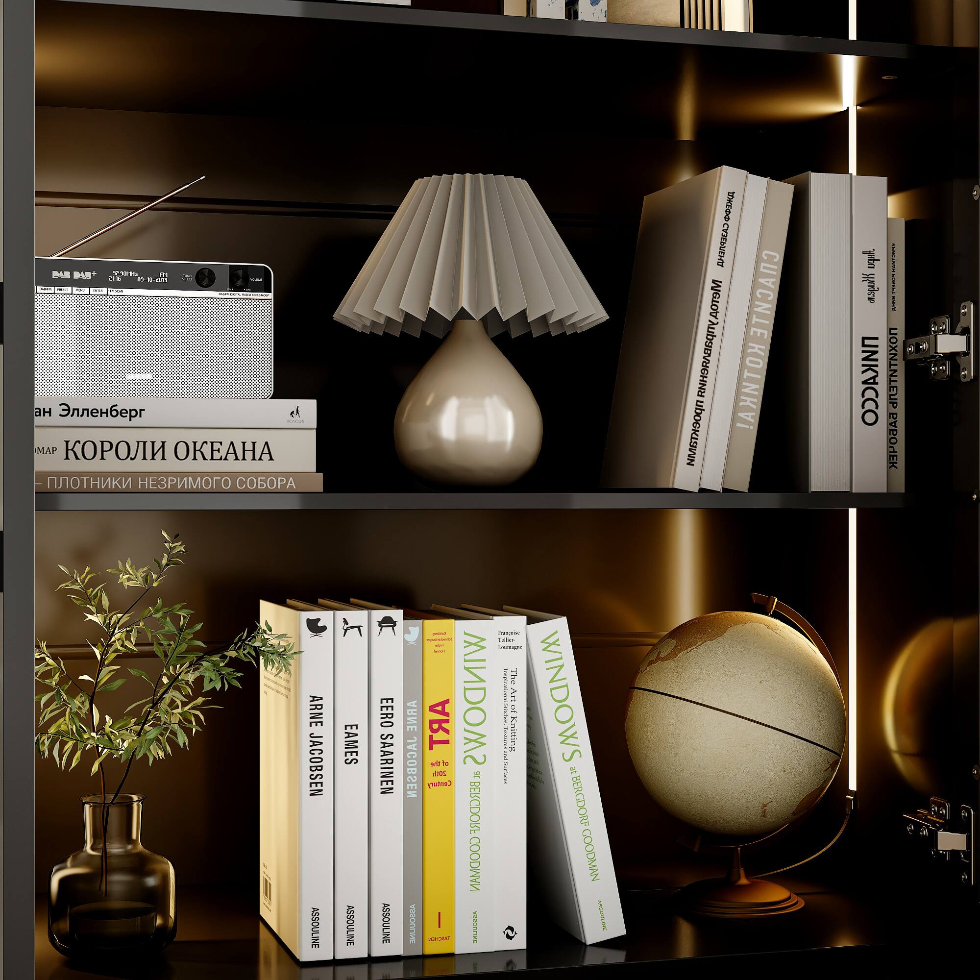 FUFU & GAGA FUFU&GAGA LED Lit Glass Door Storage Display Cabinet