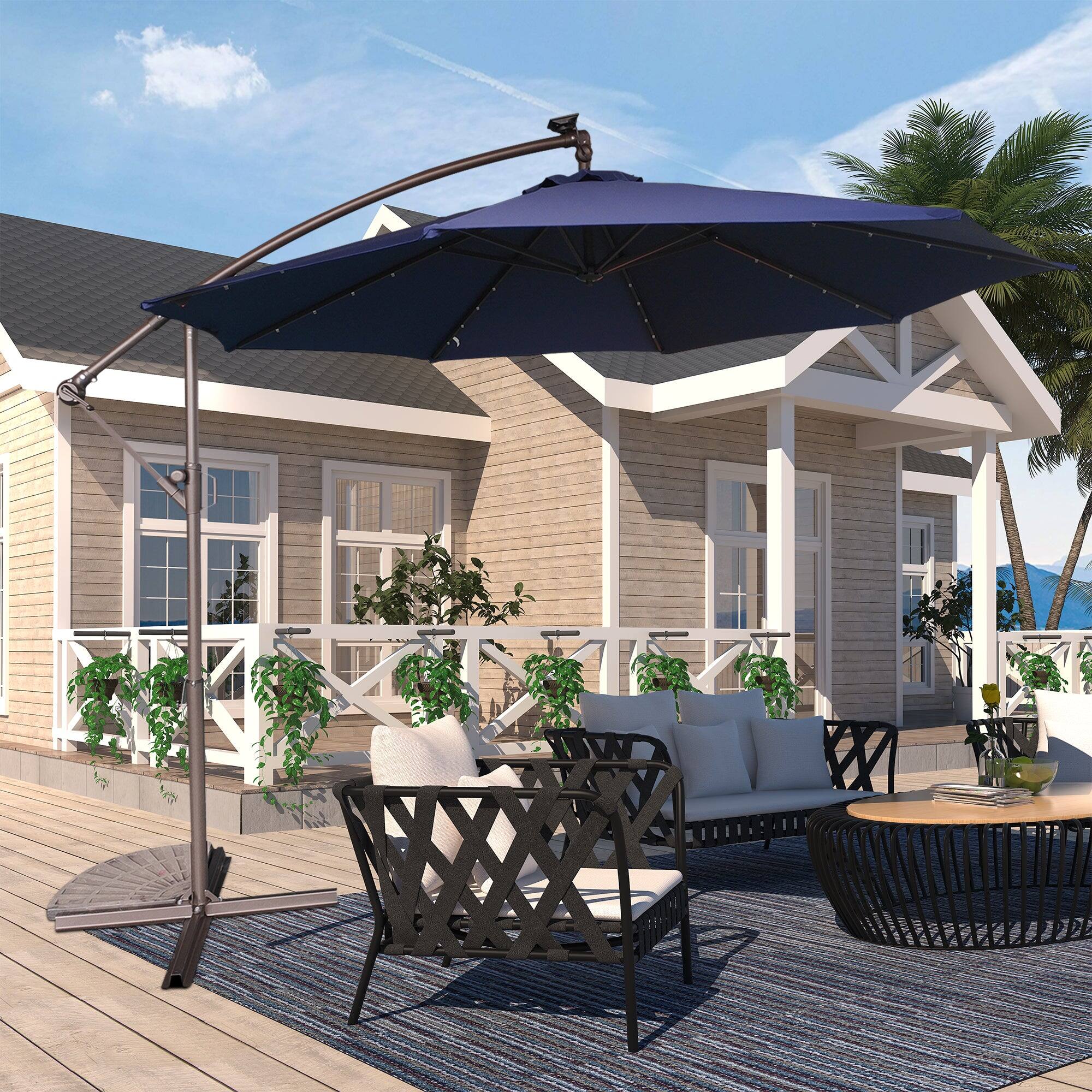 Alt View 1. Boyel Living - 10 FT Outdoor Cantilever Patio Umbrella Waterproof UV Resistant with Solar LED - Navy.