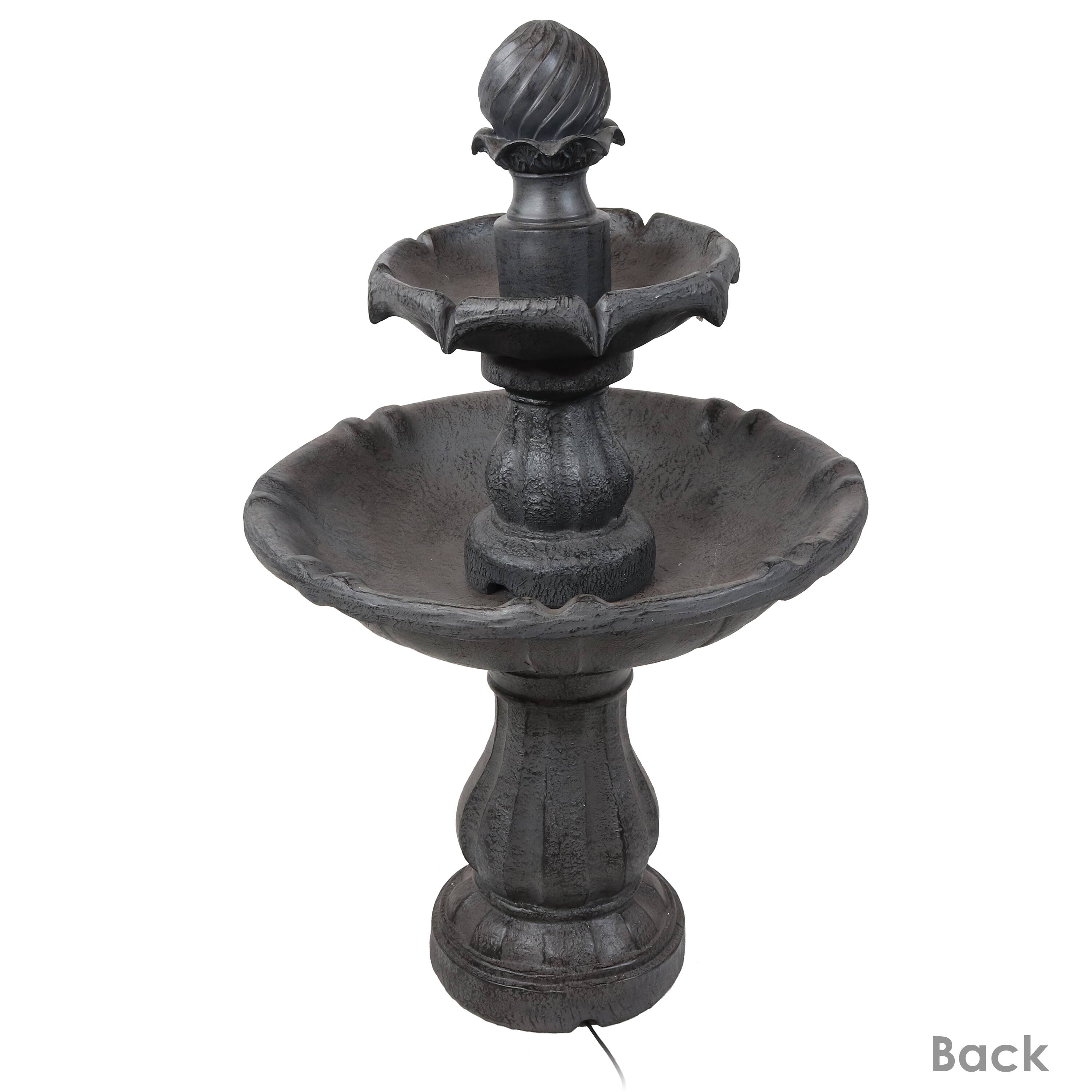 Alt View 10. Sunnydaze - Resin Outdoor 2-Tier Solar Water Fountain with Battery - Black.