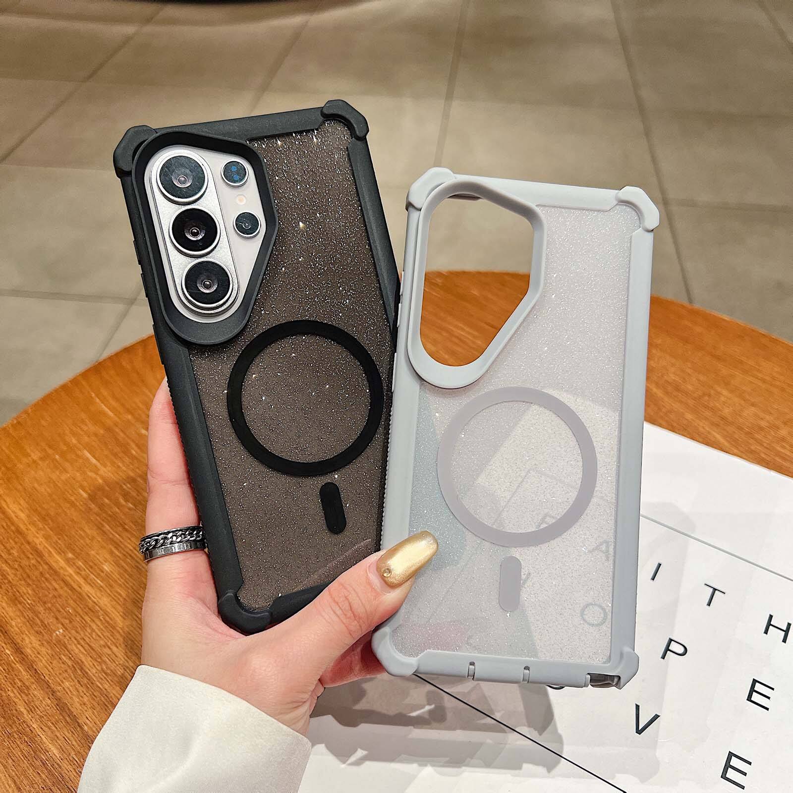Alt View 1. UUCOVER - For Samsung Galaxy S26 Ultra Magnetic Case Compatible with Magsafe Detachable 2 in1 Shockproof Frame Glitter Clear Cover - Gray.