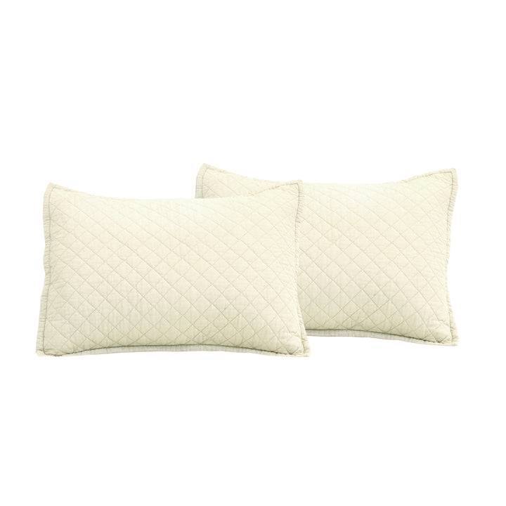 Left. Hivvago - King/CAL King Lightweight Cotton Linen Ivory Reversible 3-PC Quilt Set - Ivory.