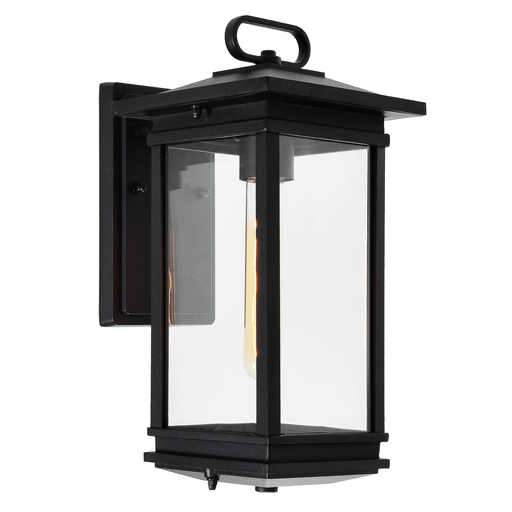 Angle. CWI Lighting - Oakwood 1 Light Outdoor Black Wall Lantern - Black.