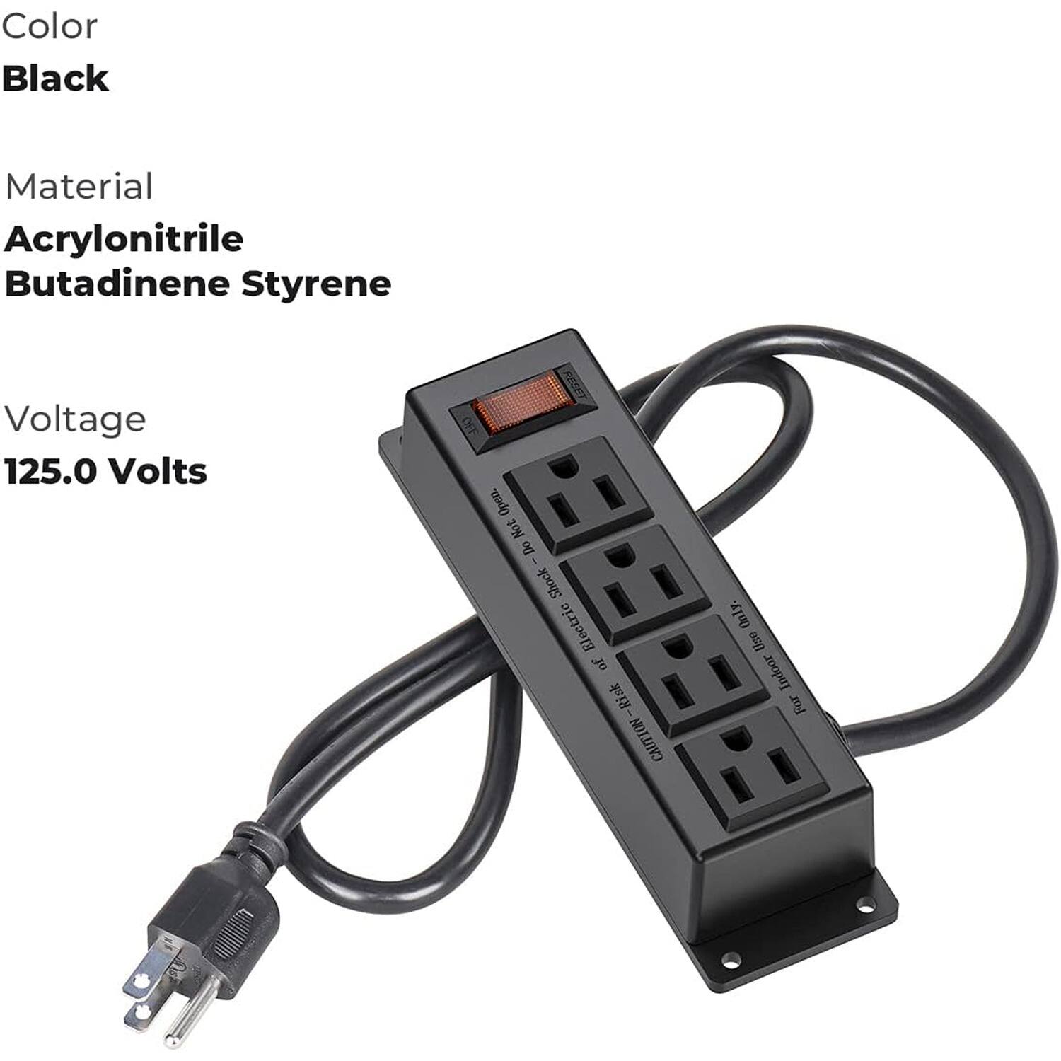 Color: Black
Material: Acrylonitrile Butadinene Styrene
Voltage: 125.0 Volts

CAUTION: Open. Not for Shock Electric Risk. Only Use Indoor.