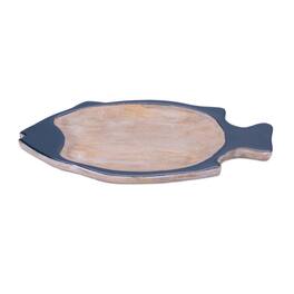 BreeBe - Handcrafted Acacia Wood Fish Platter - Blue