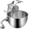 Front. VEVOR - Cheese Grater, Zinc Alloy Rotary Vegetable Mandoline, Manual Cheese Mandoline with 5 Stainless Steel Cutting Cones - Silver.