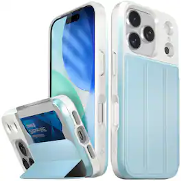 Vena - vCommute For Apple iPhone 17 Pro Case Wallet, Leather Stand Card Holder Military Grade Drop Protection, Pastel Blue - Multicolored