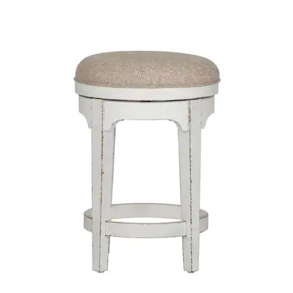 Front. Liberty Furniture Industries - Magnolia Manor Console Swivel Stool in Antique White - White.