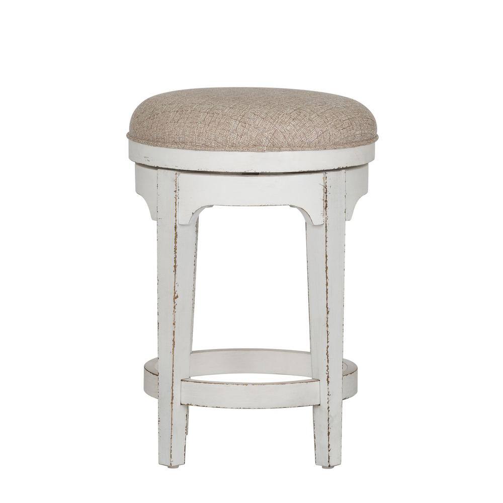Front. Liberty Furniture Industries - Magnolia Manor Console Swivel Stool in Antique White - White.