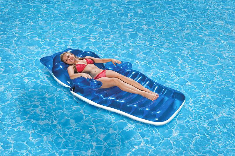 Alt View 2. Swim Central - 80" Inflatable Transparent Blue Adjustable Swimming Pool Lounger - Blue.