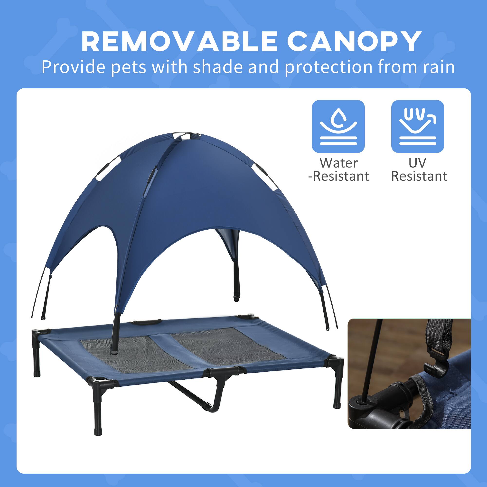 REMOVABLE CANOPY  
Provide pets with shade and protection from rain  

Water-Resistant  
UV Resistant