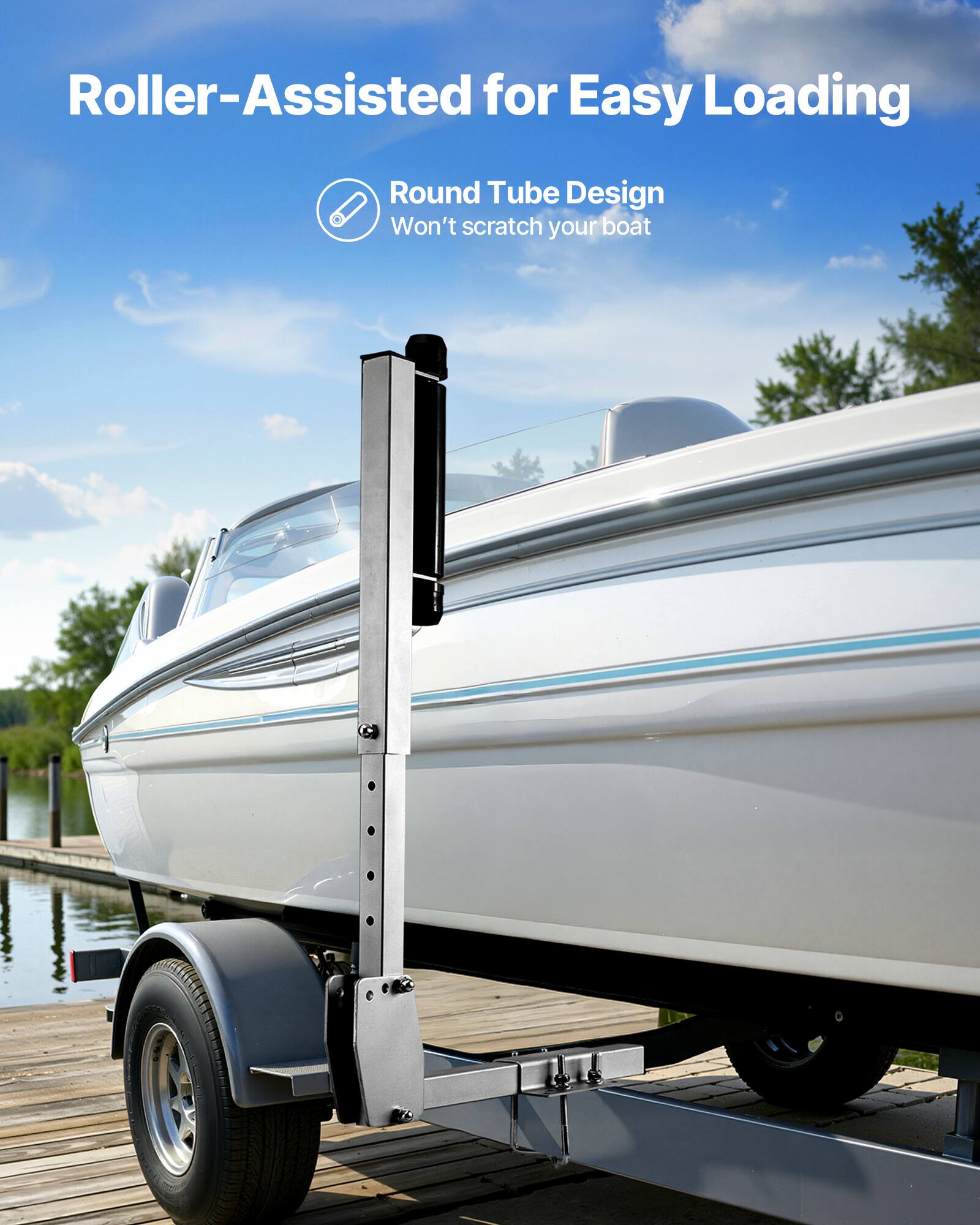 Roller-Assisted for Easy Loading

Round Tube Design
Won't scratch your boat